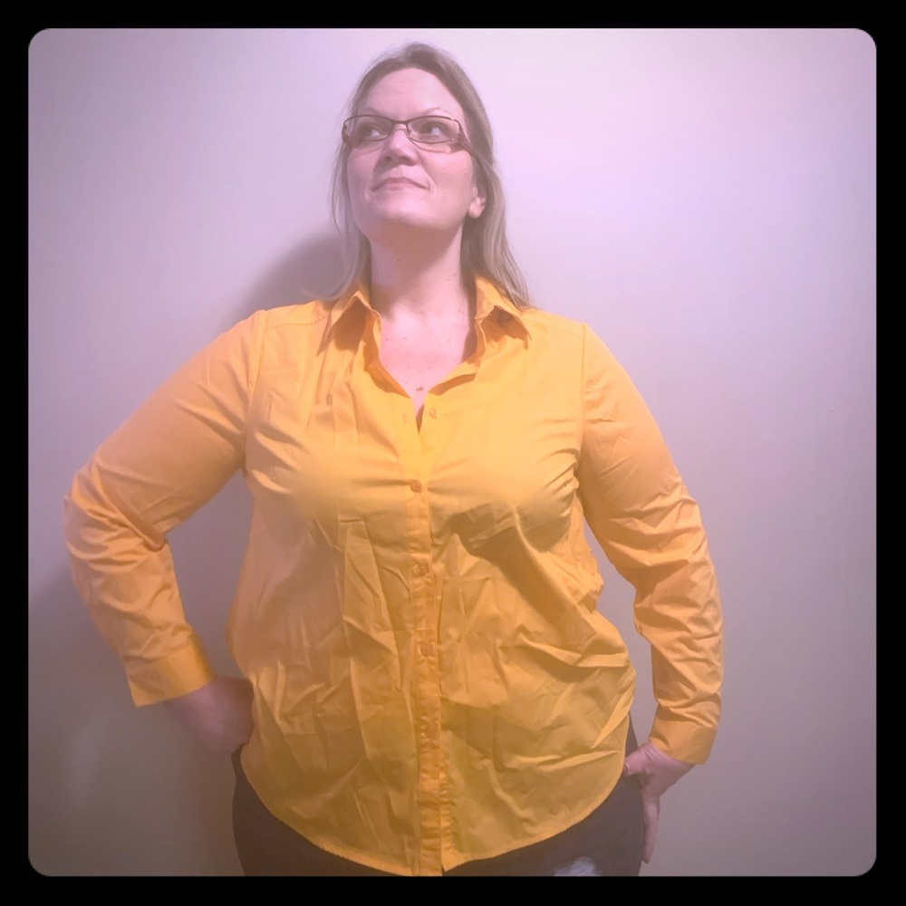 Orange button down shirt